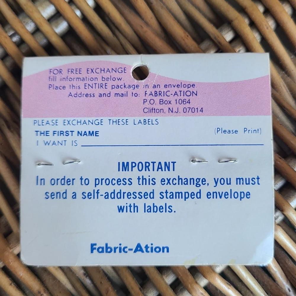 "Specially Fashioned by Alice" Personalized Sewing Labels Ready to Sew 8 Pk Vtg - Picture 3 of 3